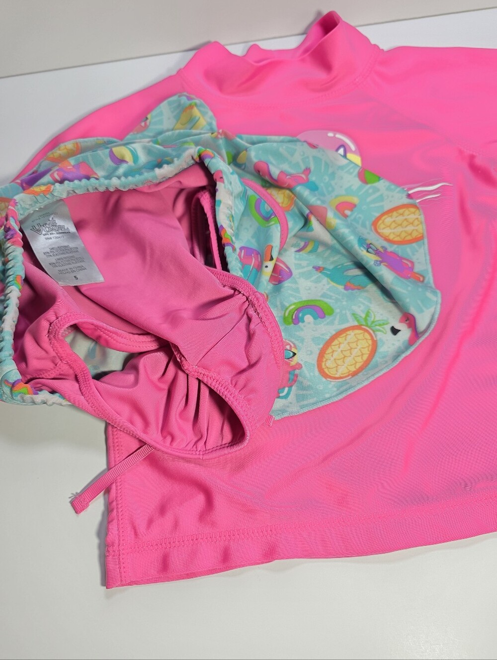 Girls Pink Popsicle Swim Set with Skirt and Hat - Size 5 - Picture 6 of 7